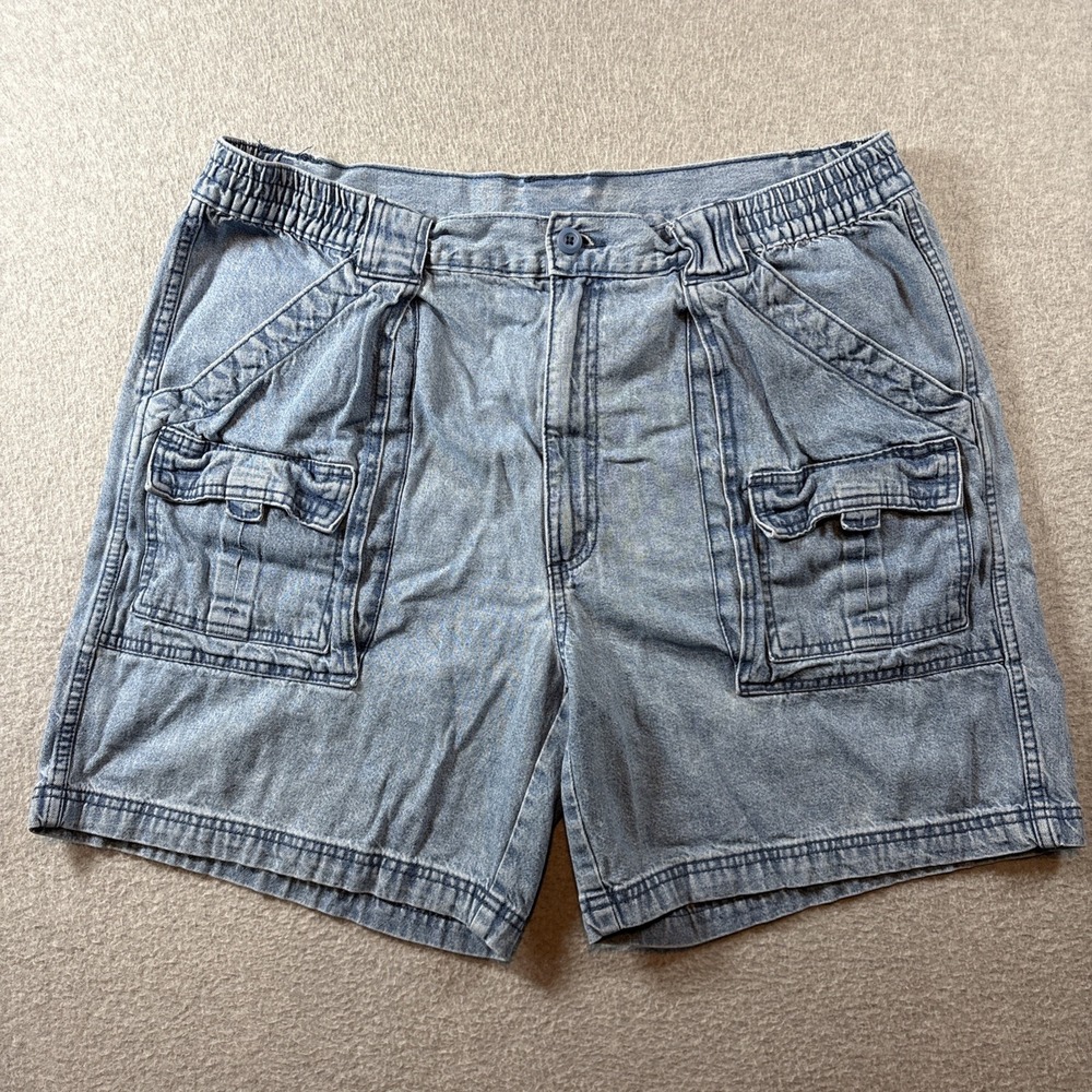 VTG ST JOHNS BAY Men's Sz 40 Denim Cargo Shorts 90s Y2K Indie Hipster